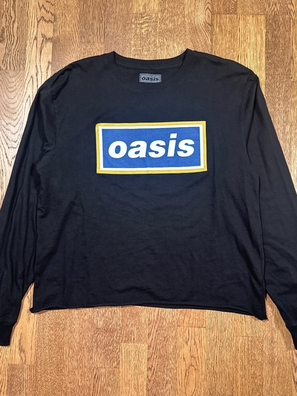Oasis Live 2025 Tour Big Logo Black Cropped L/S T Shirt Mens Medium